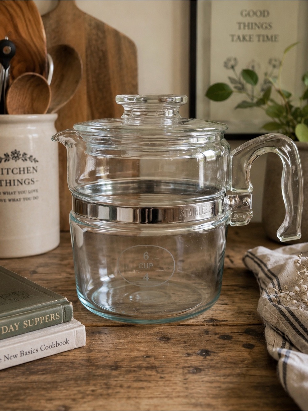 Vintage Pyrex Flameware 6 Cup Glass Coffee Pot Percolator 7756-B Pot/Lid Only